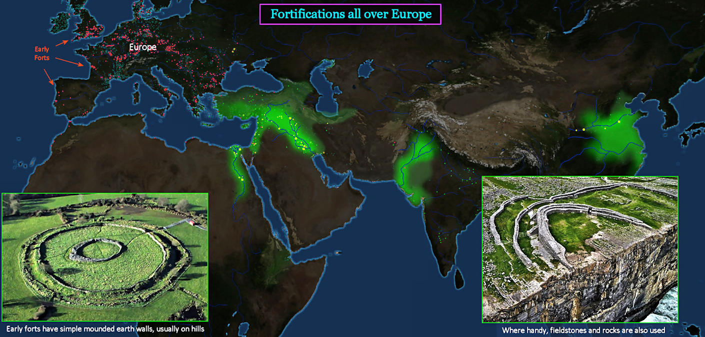 Early fortifications, 1000 BC map